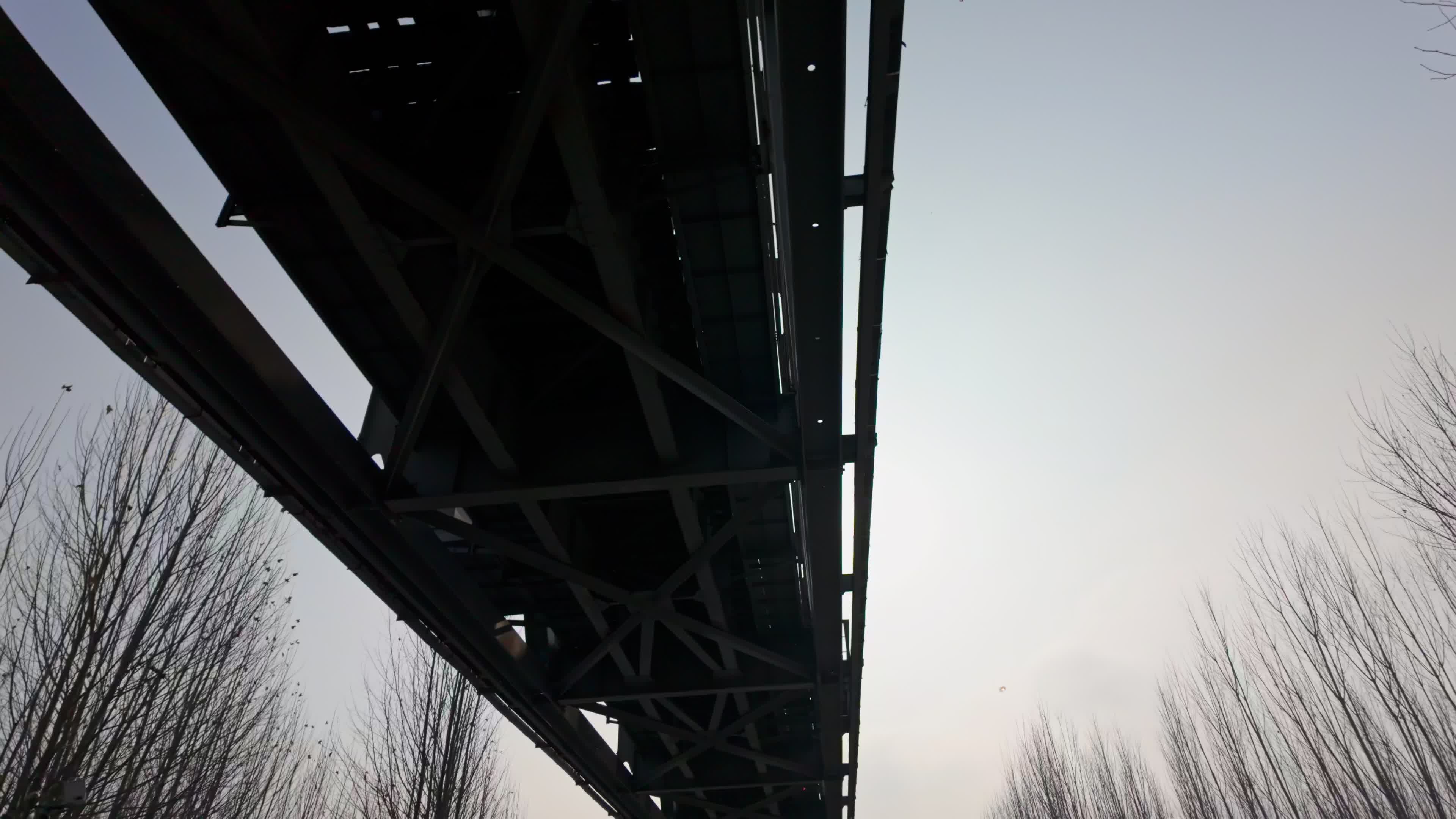 A dilapidated and abandoned railway bridge