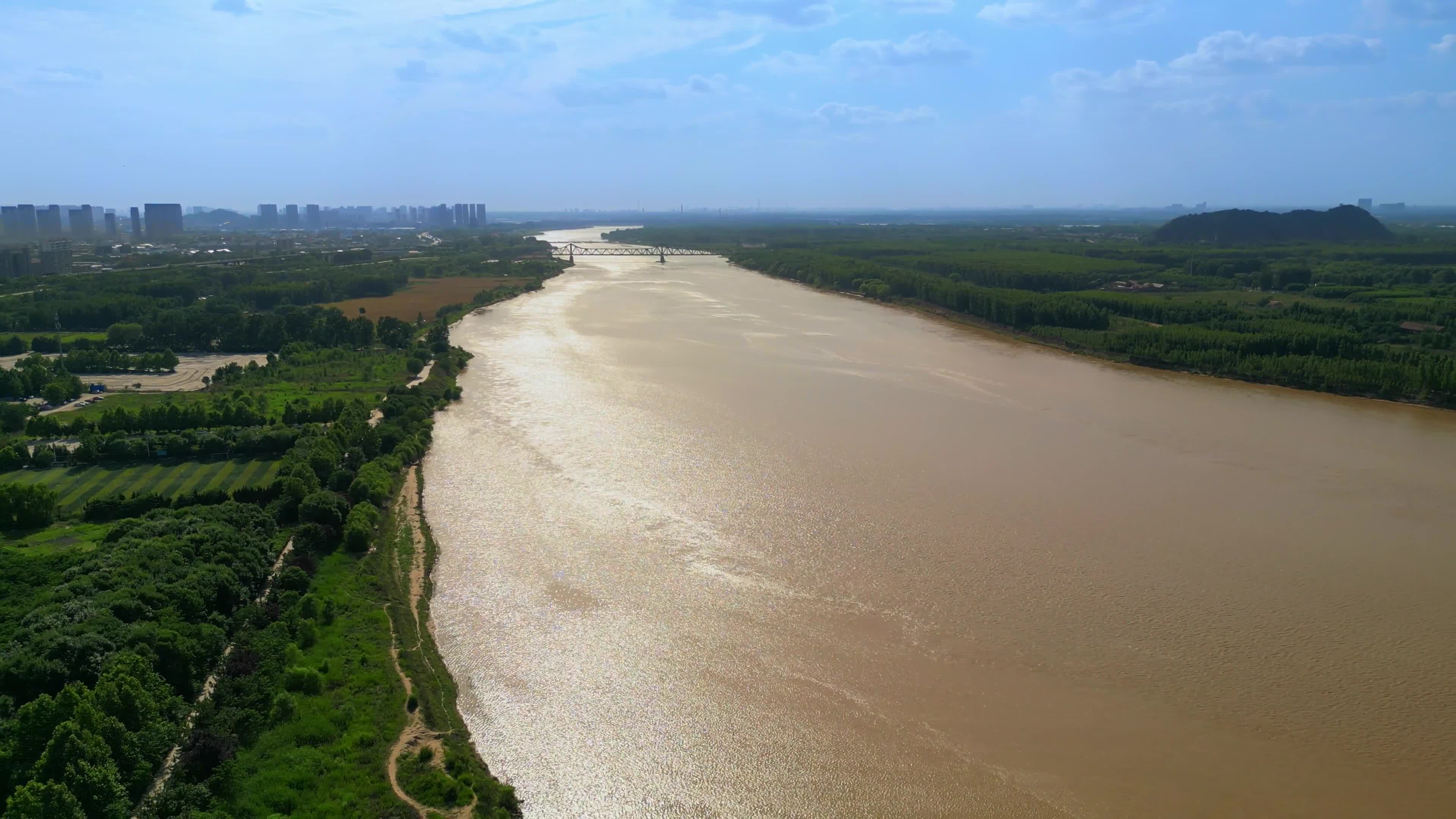 Drone Aerial the Yellow River Channel in china